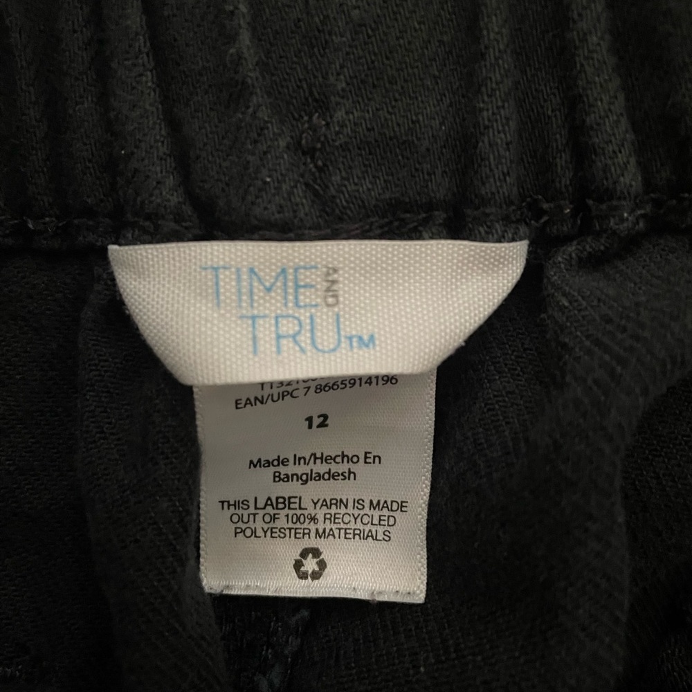 Black paper bag pants size 12, Time and Tru brand.